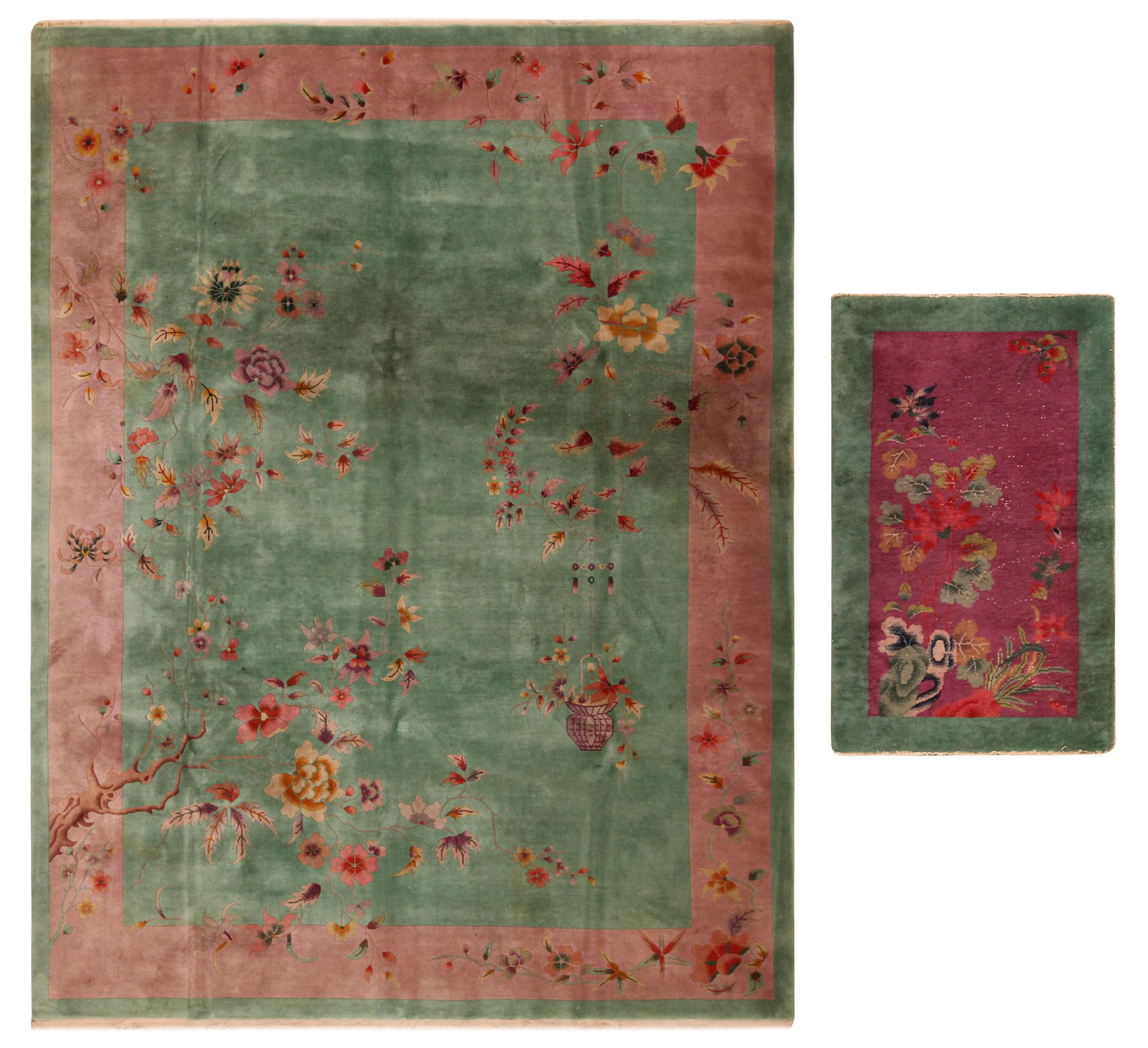 Pair Of Antique Chinese Art Deco Rugs 11 ft 3 in x 8 ft 10 in (3.42 m x 2.69 m) + 4 ft 8 in x 2 ft (1 of 20)