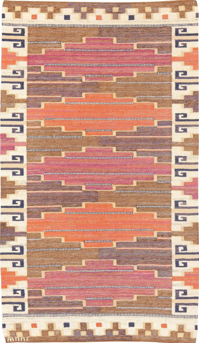 Vintage flat weave Carpet by Marta Maas-Fjetterstrom 7 ft 4 in x 4 ft 3 in (2.23m x 1.29m) (1 of 9)