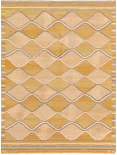 Marta Maas-Fjetterstrom Vintage Swedish Kilim Rug Signed Barbro Nilsson MMF 5 ft 2 in x 3ft 10 in: MÃ¤rta MÃ¥Ã¥s-FjetterstrÃ¶m Vintage Swedish Kilim Rug Signed Barbro Nilsson MMF, Country of Origin: Scandinavia, Circa Date: Vintage The reserve price is the starting price