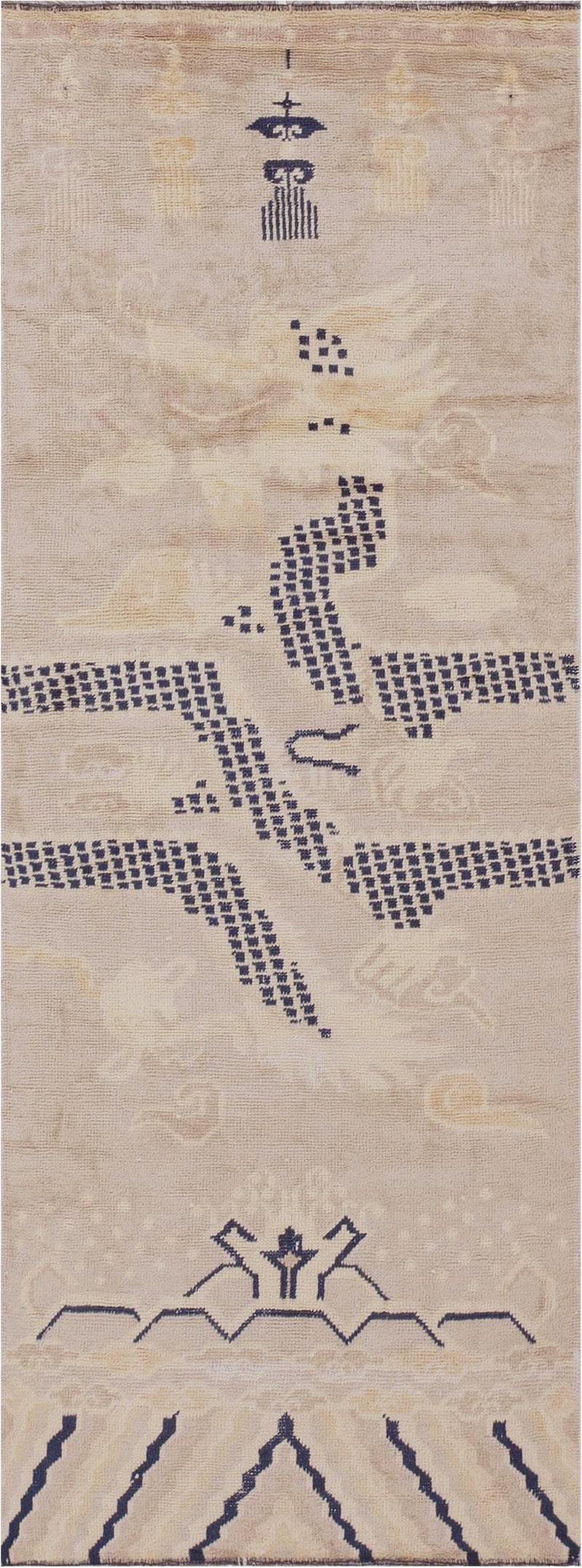 Antique Dragon Design Chinese Pillar Rug 7 ft 8 in x 3ft (2.33m x 0.91m) (1 of 11)