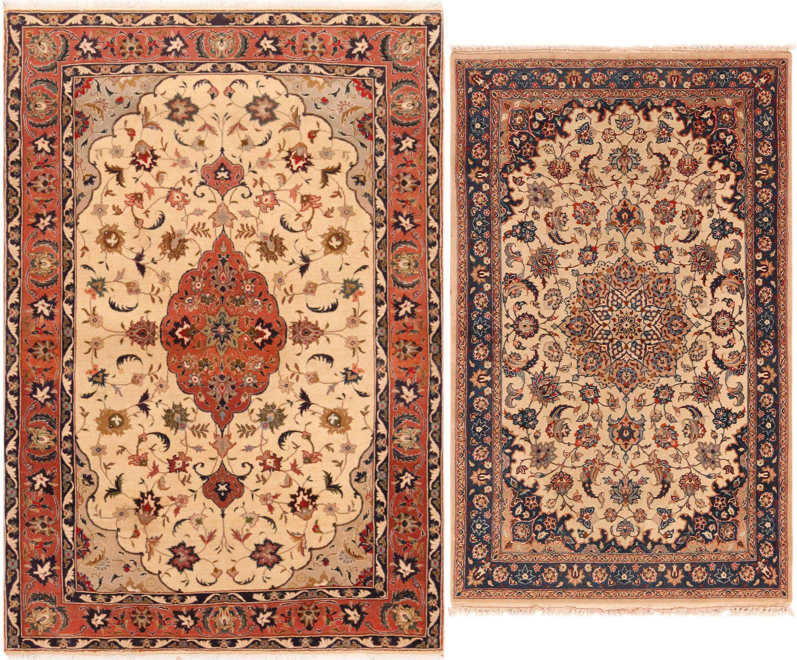 Antique Persian Tabriz Rug+Vintage Persian Isfahan Rug 5 ft x 3 ft 4 in (1.52m x 1.01m)+4 ft 4 in x (1 of 18)