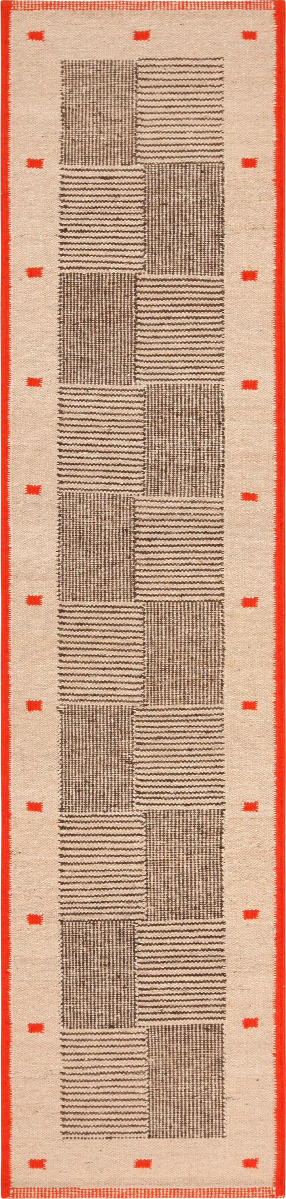 Modern Swedish Inspired Kilim Runner 12 ft 3 in x 2 ft 10 in (3.73 m x 0.86 m) (1 of 8)
