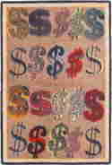 Vintage Pop Art Andy Warhol Dollar Sign Rug 6 ft 8 in x 4 ft 7 in (2.03 m x 1.4 m) (1 of 5)