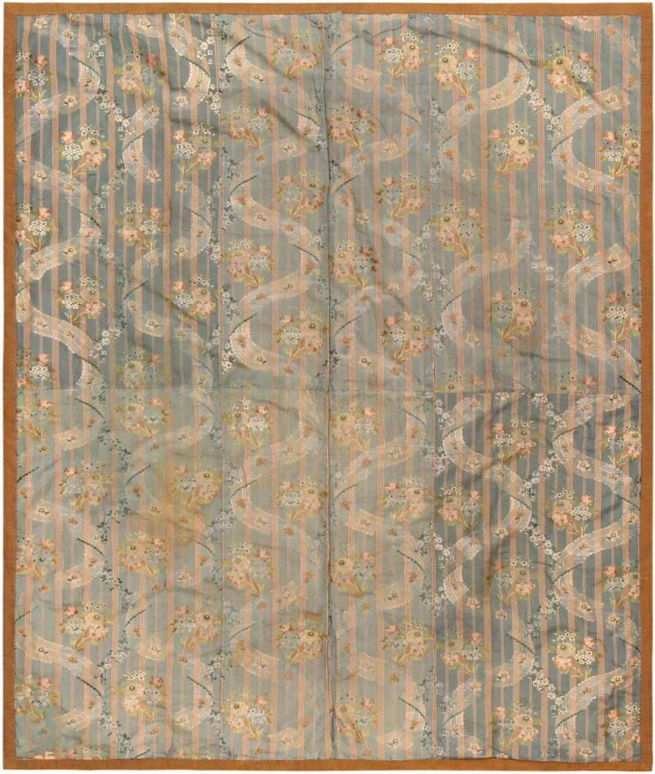19th Century French Silk Embroidery Textile 6 ft 1 in x 5 ft 1 in (1.85 m x 1.54 m) (1 of 5)