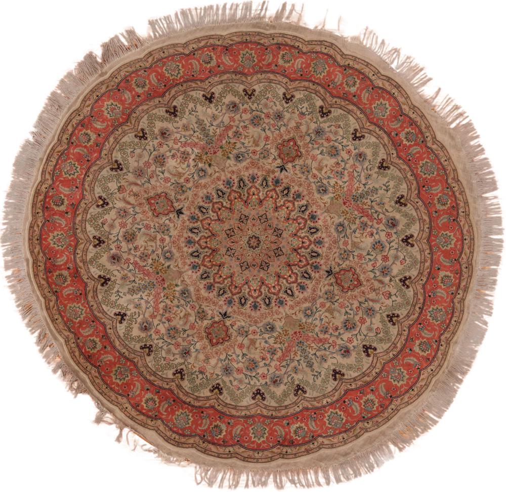 Vintage Persian Tabriz Round Rug 6 ft 6 in x 6 ft 6 in (1.98 m x 1.98 m) (1 of 5)