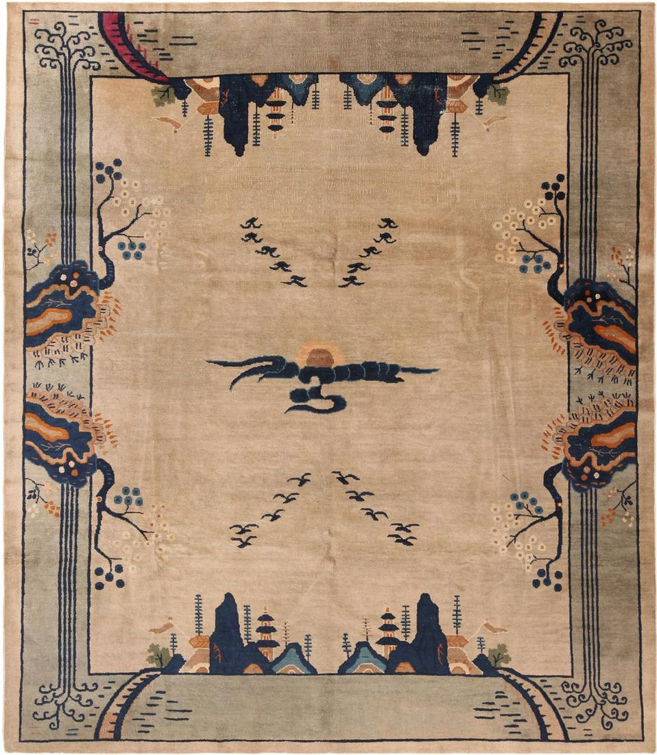 Antique Art Deco Design Chinese Rug 9 ft 7 in x 8 ft 1 in (2.92 m x 2.46 m) (1 of 6)