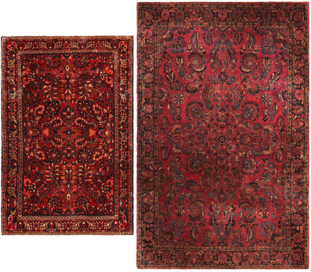 No Reserve - Pair Of Antique Persian Sarouk Rugs 5 ft x 3 ft 3 in (1.52 m x 0.99 m) + 6 ft 6 in x 4 (1 of 9)