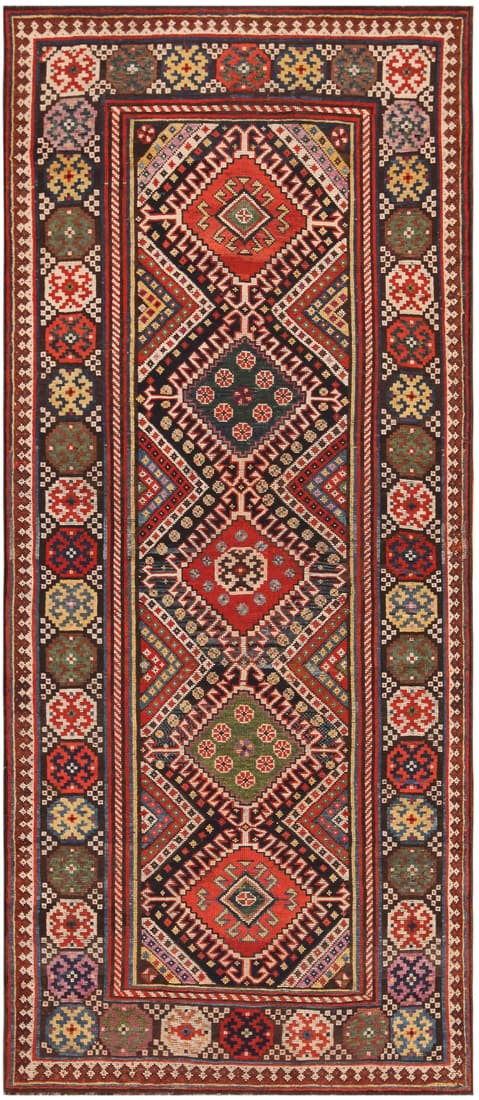 No Reserve - Antique Rustic Caucasian Kazak Rug 8 ft 10 in x 3 ft 10 in (2.69 m x 1.17 m) (1 of 6)