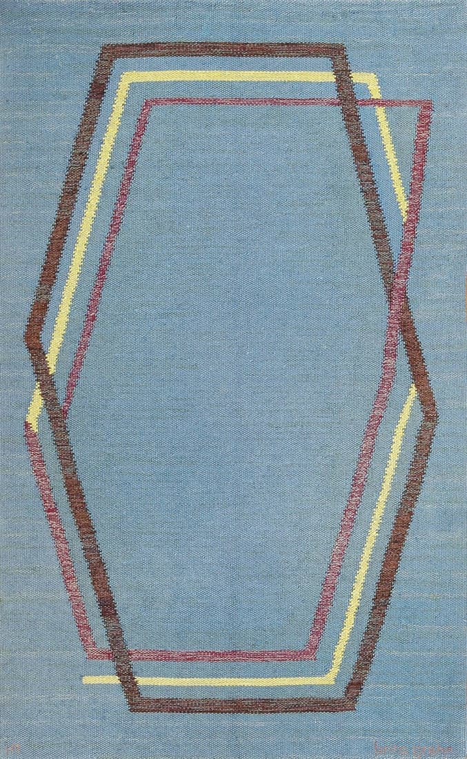 Vintage Swedish Kilim Rug By Brita Grahn 6 ft 8 in x 4 ft (2.03 m x 1.22 m): Vintage Swedish Kilim Rug By Brita Grahn, Country of Origin: Sweden, Circa Date: 1950 Cli