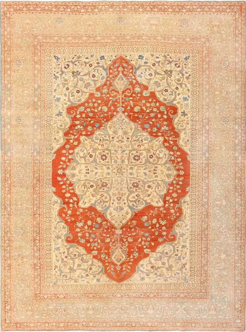 Fine Antique Persian Haji Jalili Tabriz Rug 12 ft 4 in x 9 ft 3 in (3.76 m x 2.82 m) (1 of 8)