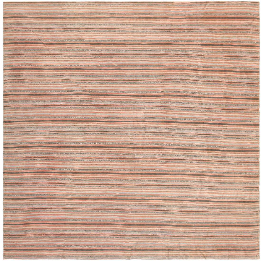 Antique Flat Woven Silk Persian Jajim Kilim Rug 8 ft x 8 ft (2.44 m x 2.44 m) (1 of 6)