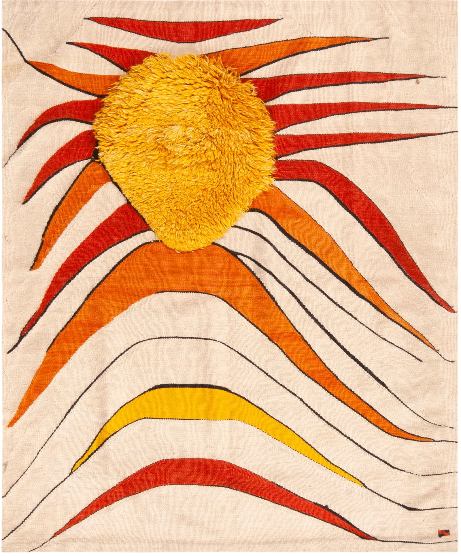 Vintage Belkis Balpinar Design Rug 5 ft 2 in x 4 ft 5 in (1.57 m x 1.34 m): No Reserve Property of Samy Rabinovic Collection Vintage Belkis Balpinar Design Rug