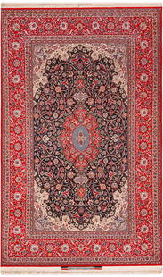 Syrafian Isfahan Vintage Silk & Wool Rug 8 ft 0 in x 4 ft 10 in (2.43 m x 1.47 m): Property of North Carolina collector Syrafian Isfahan Vintage Silk & Wool Rug