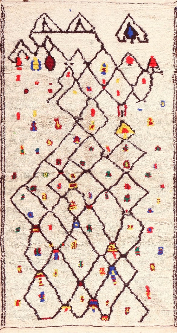 Vintage Beni Ourain Moroccan Berber Shag Rug 8 ft 3 in x 4 ft 8 in (2.51 m x 1.42 m) (1 of 13)