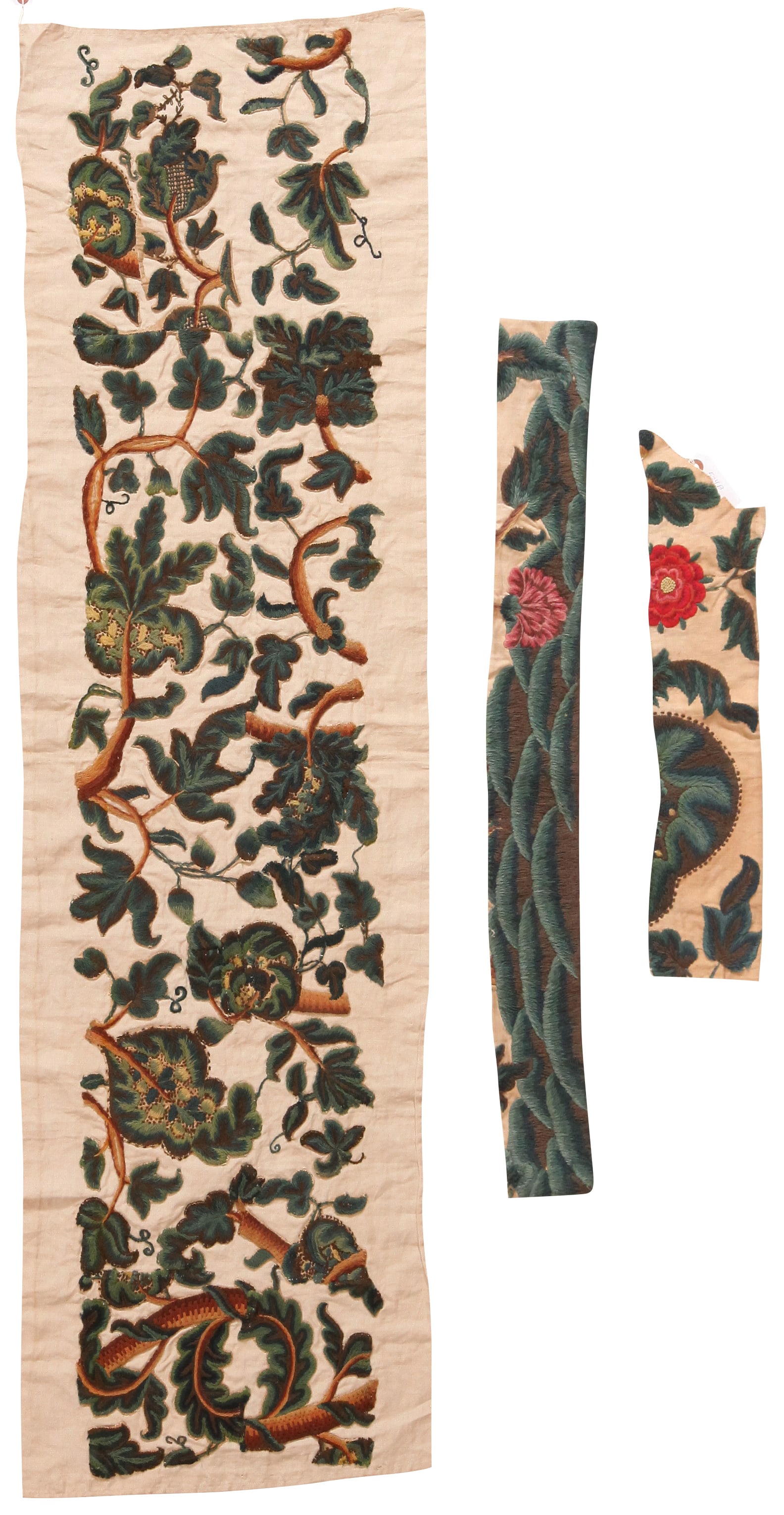 An English Crewel Work Panel, Together with Similar Fragments (1 of 8)