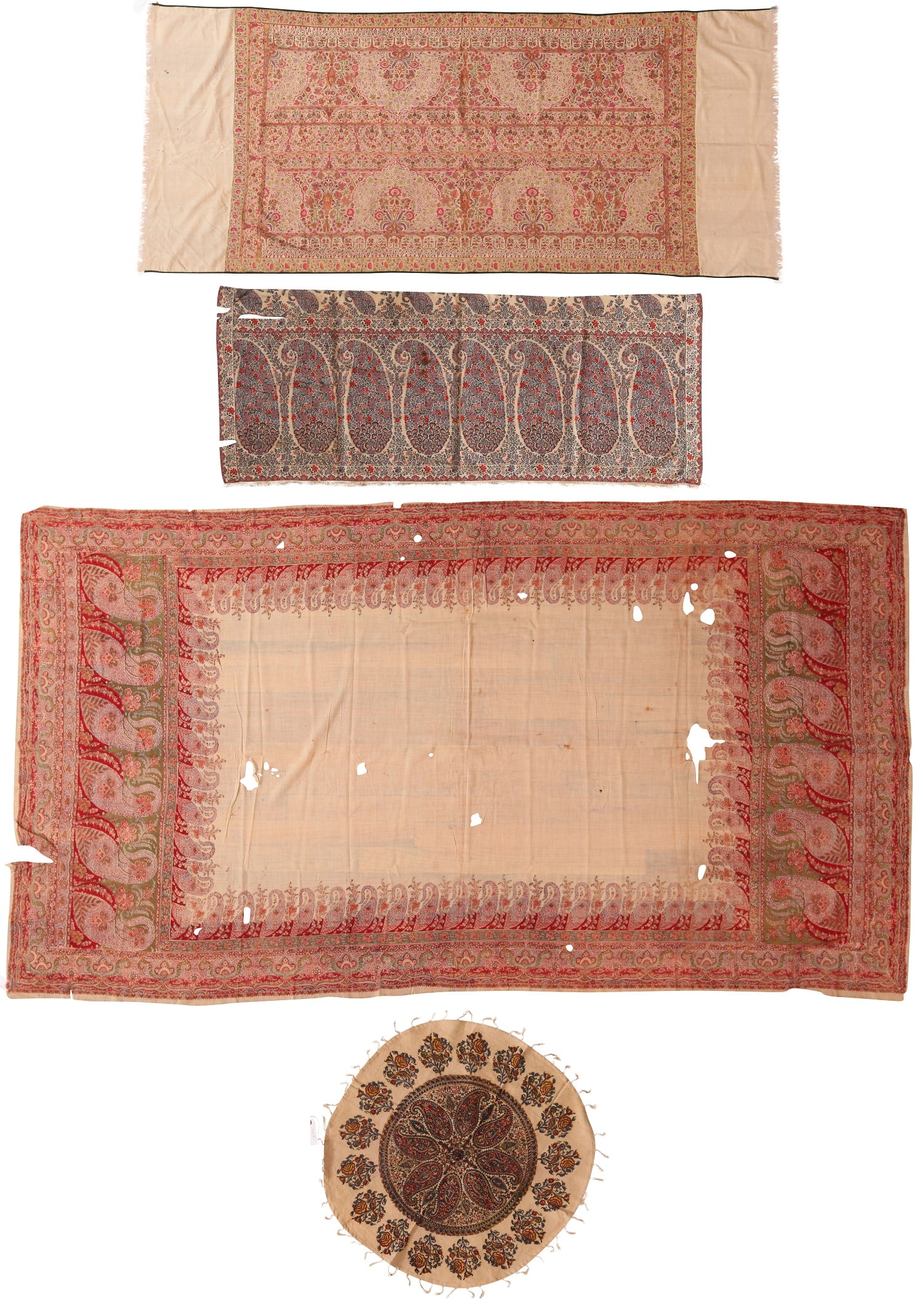A Kashmiri Shawl, Together with a shawl fragment, a block printed shawl and a Modern Block (1 of 20)