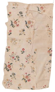 A Length of English Embroidered on Linen Fabric: A Length of English Embroidered on Linen Fabric 18th Century 30 in. x 16 in.