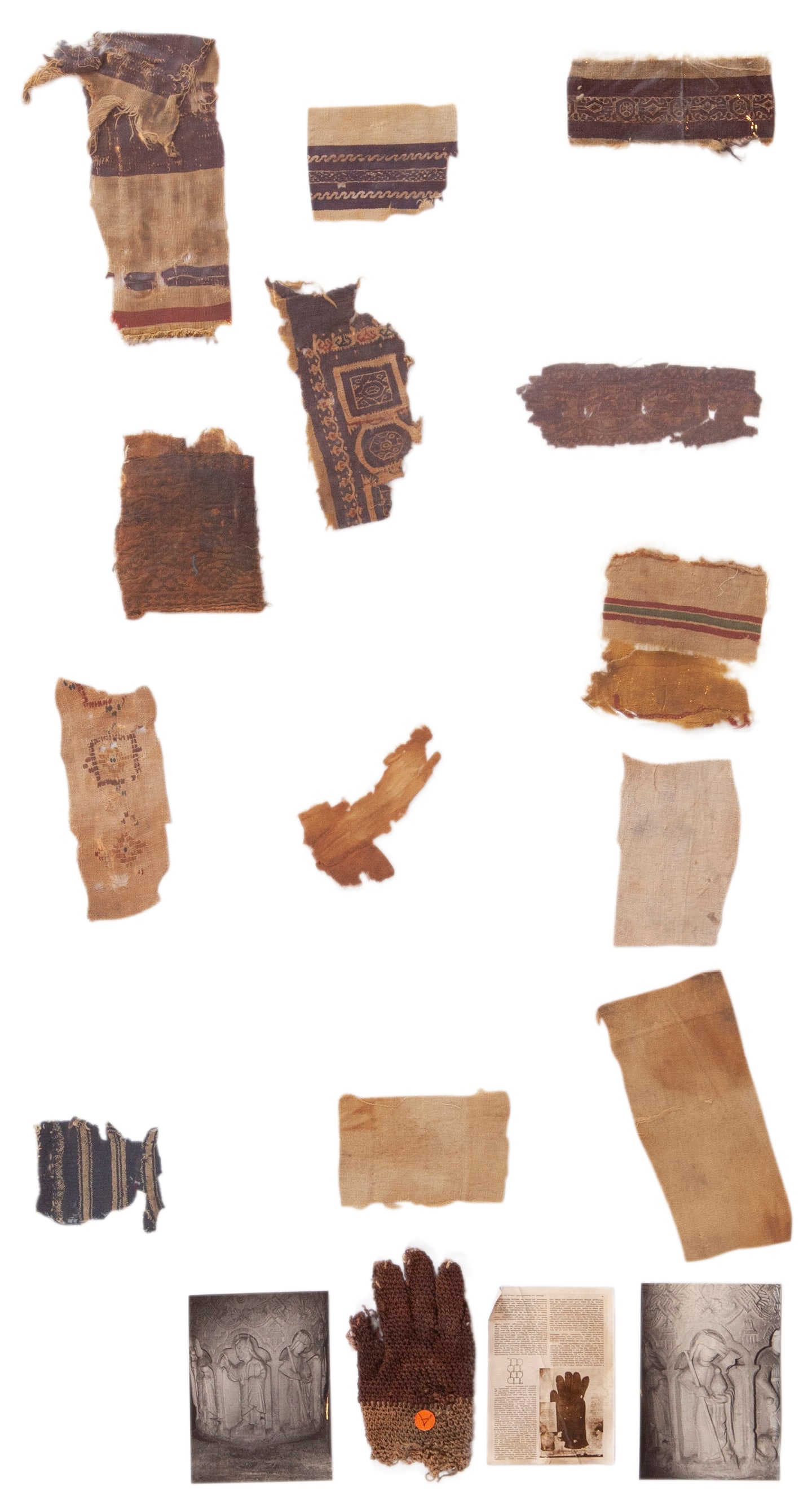 A Group of Thirteen Early Textile Fragments, Including a Knit Glove and Eygptian Fragments (1 of 7)