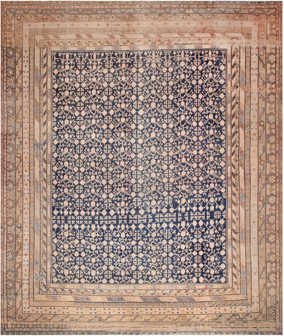 Large Pomegranate Design Antique East Turkestan Khotan Rug 18 ft 8 in x 16 ft (5.69 m x 4.88 m) (1 of 8)