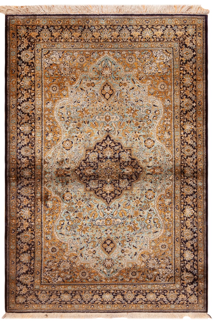 Silk Qum Vintage Persian Rug 7 ft 1 in x 4 ft 8 in (2.15 m x 1.42 m) (1 of 9)