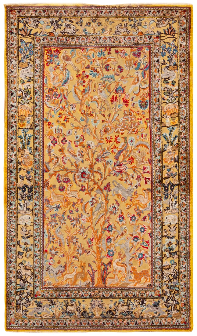 Silk Antique Persian Kashan Souf Rug 5 ft 9 in x 3 ft 8 in (1.75 m x 1.11 m) (1 of 9)