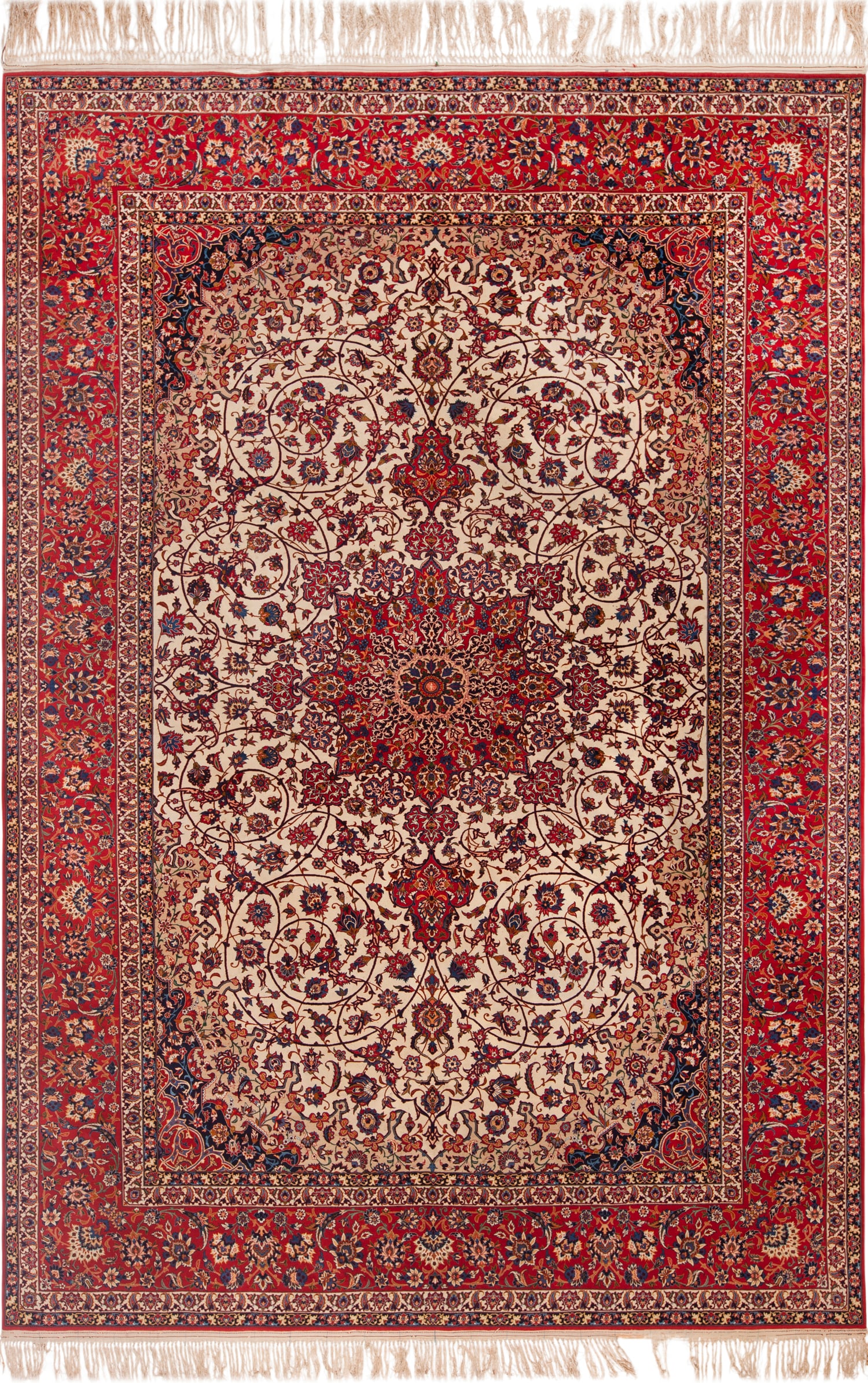 Extremely Fine Vintage Persian Isfahan Rug 12 ft 2 in x 8 ft 7 in (3.7 m x 2.61 m) (1 of 19)