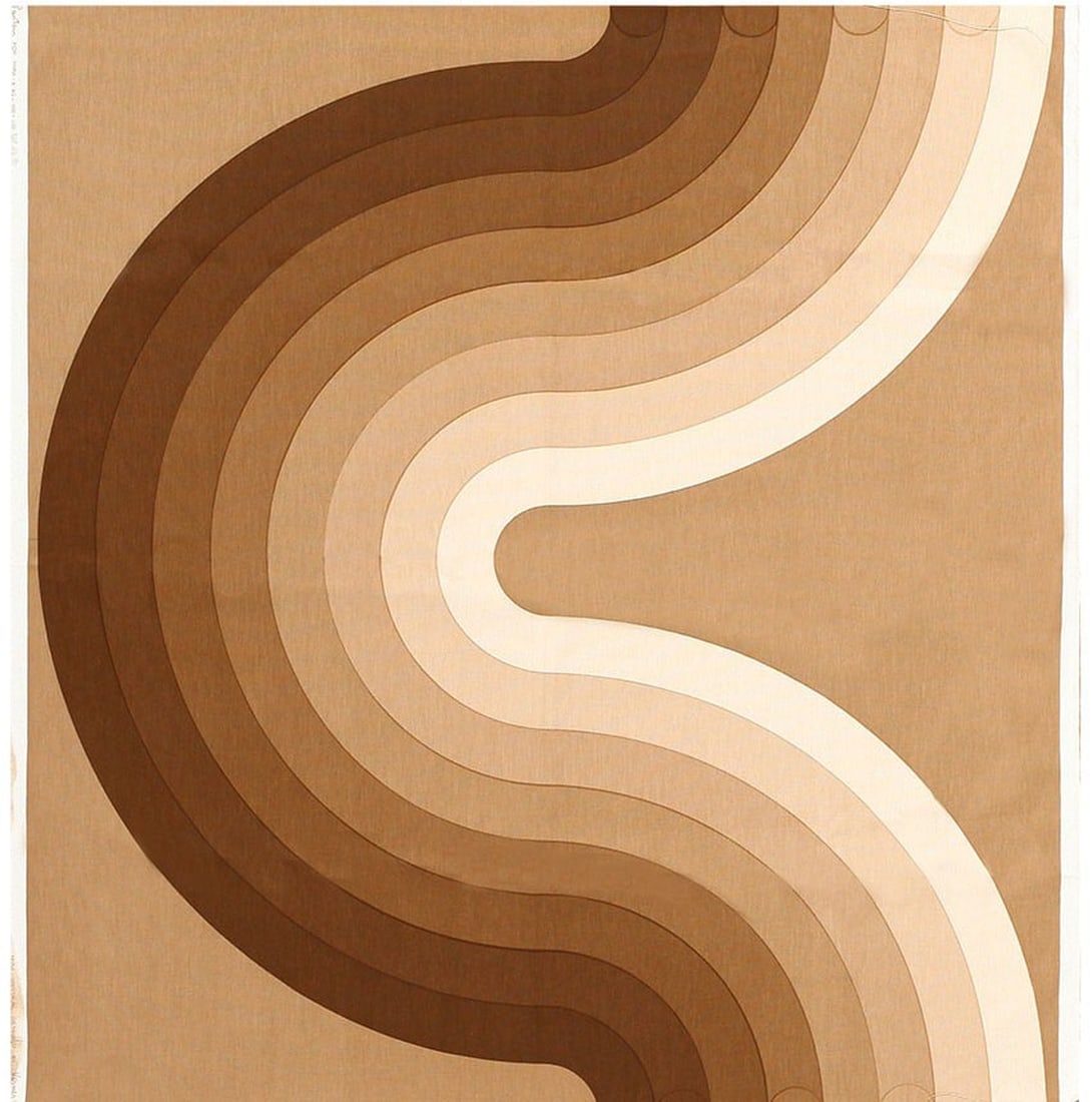 Vintage Brown Verner Panton “kurve" Textile 4 ft 3 in x 4 ft 1 in (1.3 m x 1.24 m) (1 of 6)