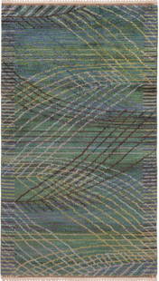Vintage Swedish Märta Måås-Fjetterström Marina Green Barbro Nilsson Rug 7 ft 6 in x 4 ft 2 in: Explore our curated auction, showcasing an exquisite collection of antique rugs, vintage rugs, and modern rugs Beautiful Small Vintage Scandinavian by Barbro Nilsson for Marta Maas Rug, Country Of Or