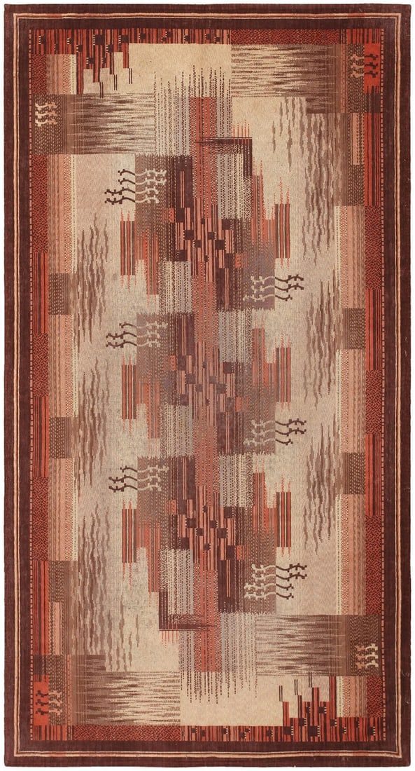 No Reserve - Vintage French Art Deco Carpet 9 ft x 5 ft (2.74 m x 1.52 m) (1 of 7)