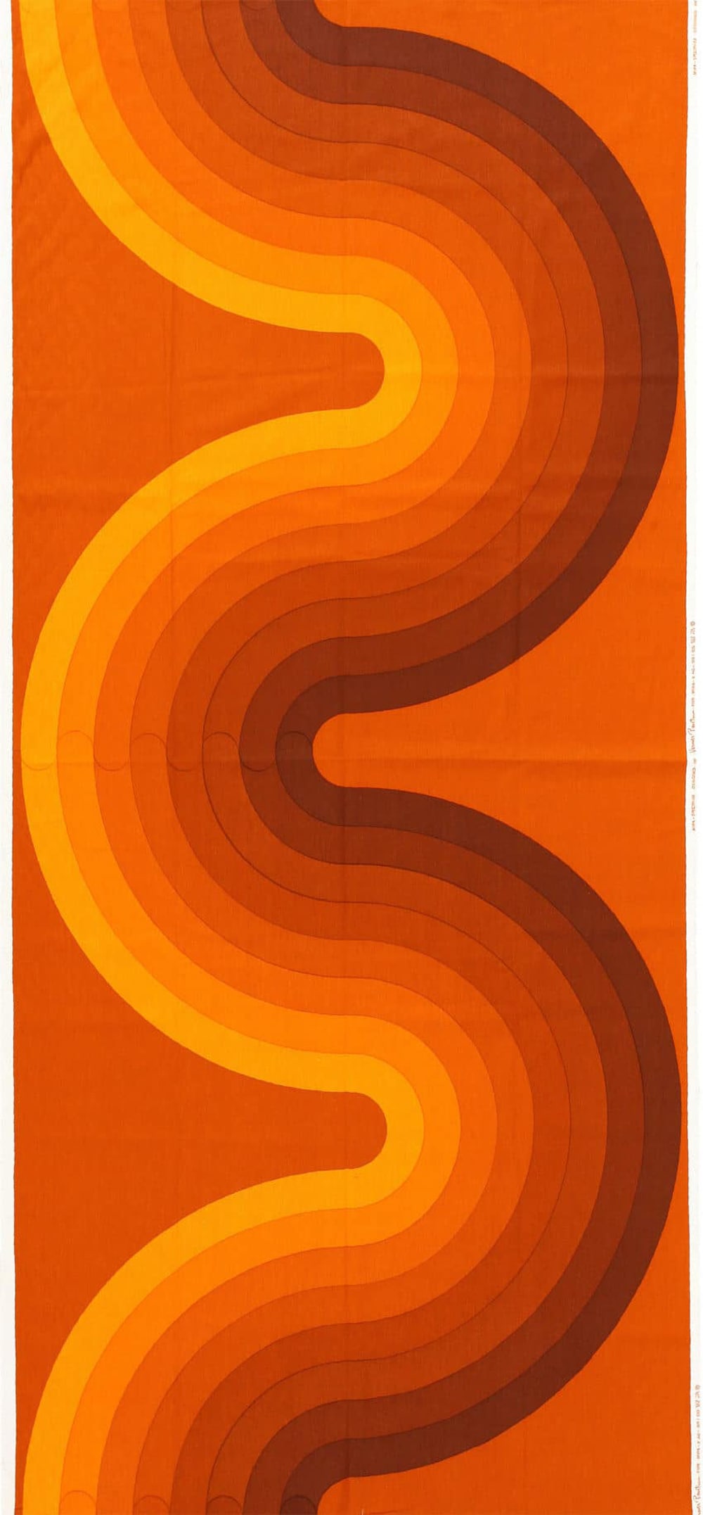 Vintage Orange Color Mid Century Modern “Kurve” Verner Panton Textile 8 ft 9 in x 4 ft (2.67 (1 of 6)