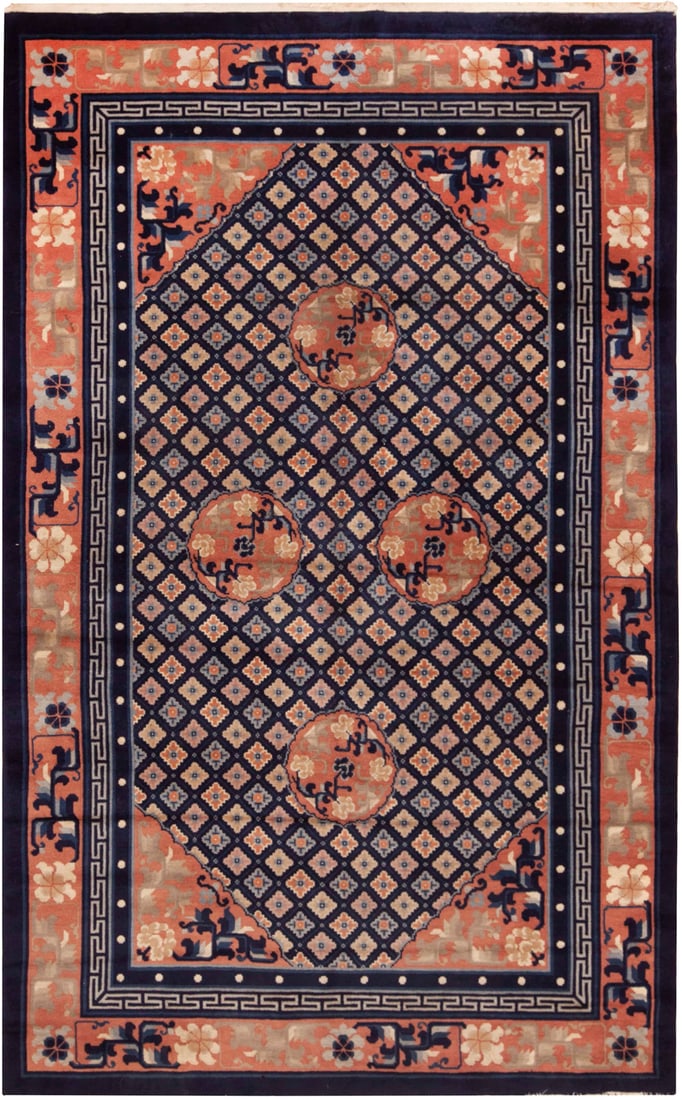 No Reserve - Antique Chinese Peking Geometric Rug 8 ft 1 in x 5 ft 1 in (2.46 m x 1.55 m) (1 of 7)