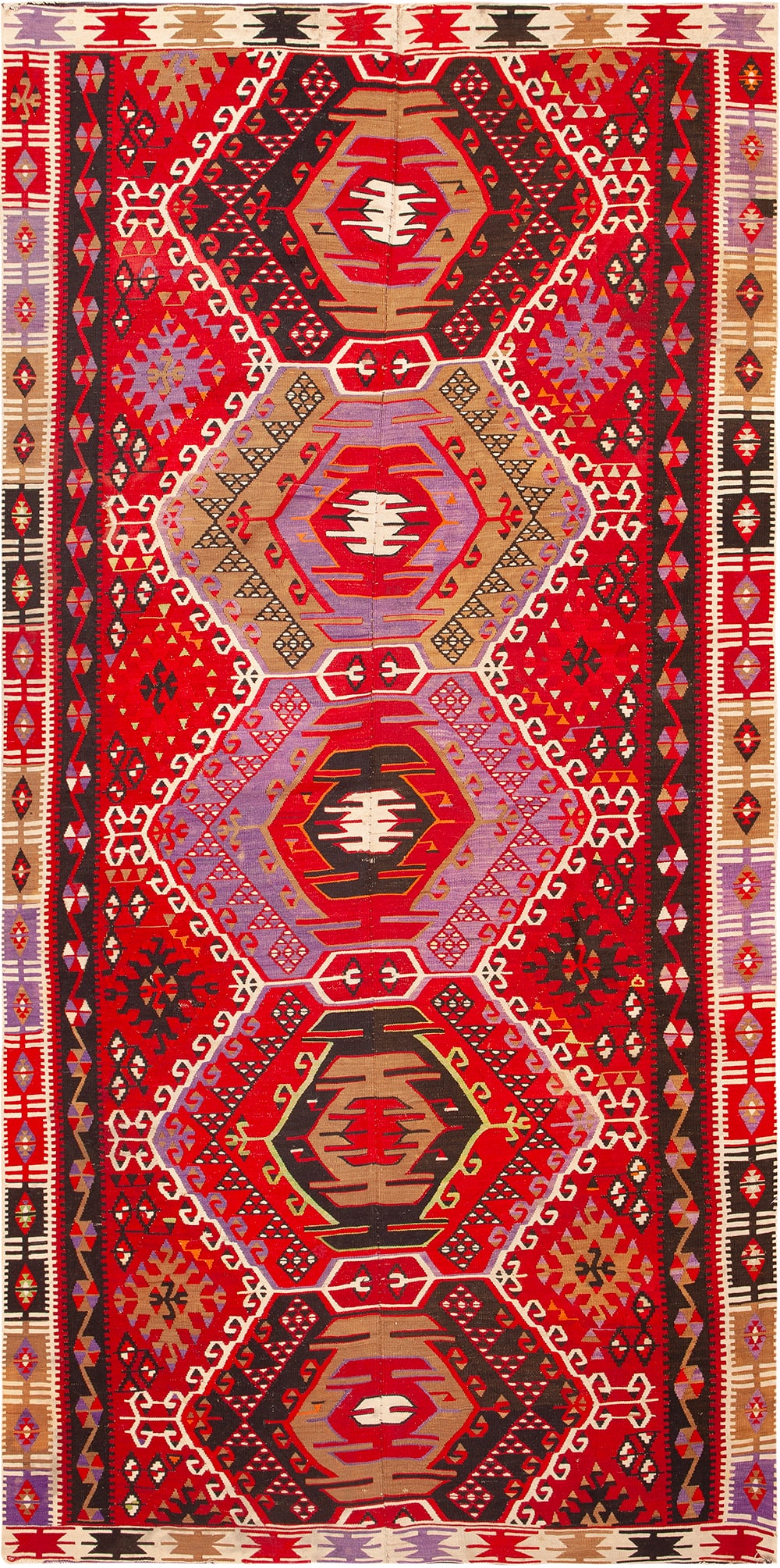 No Reserve - Vintage Anatolian Tribal Kilim 11 ft 6 in x 5 ft 9 in (3.5 m x 1.75 m): Explore our curated auction, showcasing an exquisite collection of antique rugs, vintage rugs, and modern rugs Property of a Texas Collector Vibrant Tribal Design Anatolian Kilim Rug, Country of origi