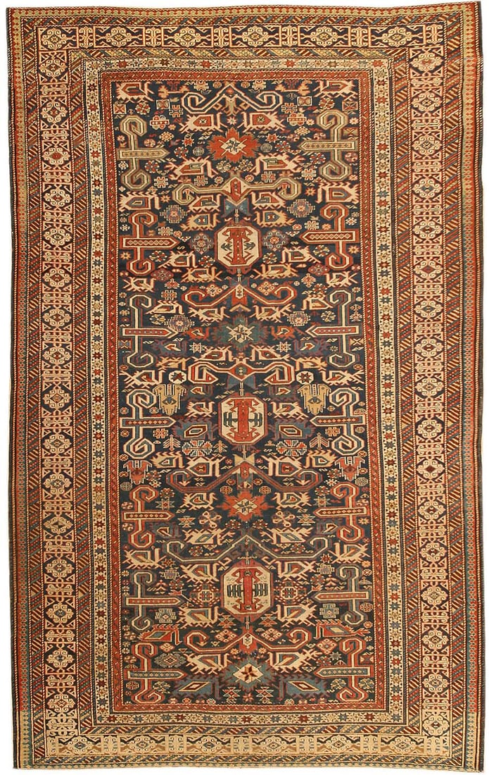 No Reserve - Antique Tribal Caucasian Perpedil Rug 8 ft 10 in x 5 ft 5 in (2.69 m x 1.65 m)