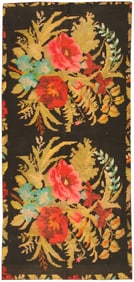 No Reserve - Antique Floral Romanian Bessarabian Kilim Rug 9 ft x 4 ft (2.74 m x 1.22 m)