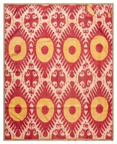Silk Antique Uzbek Ikat Textile 6 ft 5 in x 5 ft 2 in (1.95 m x 1.57 m)