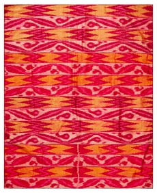 Silk Antique Uzbek Ikat Textile 5 ft 2 in x 4 ft 2 in (1.57 m x 1.27 m)