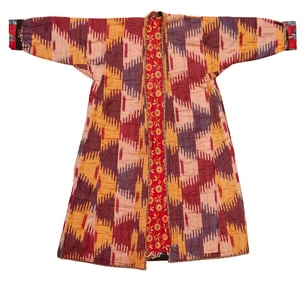 Silk Antique Uzbek Ikat Dress 4 ft 6 in x 3 ft 11 in (1.37 m x 1.19 m)