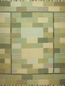 Large Light Green Swedish Design Flatweave Kilim Rug 15 ft x 11 ft 9 in (4.57 m x 3.58 m)