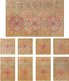 No Reserve - Set of Nine Antique Kashan Persian Rugs 3 ft 9 in x 5 ft 10 in (1.14 m x 1.78 m)