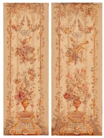No Reserve - Pair of French Antique Wall Tapestry Rug 6 ft 6 in x 2 ft 6 in (1.98 m x 0.76 m)