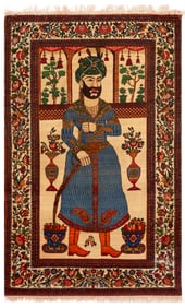 Extremely Fine Antique Persian Farahan Pictorial Rug 7 ft 1 in x 4 ft 6 in (2.15 m x 1.37 m)