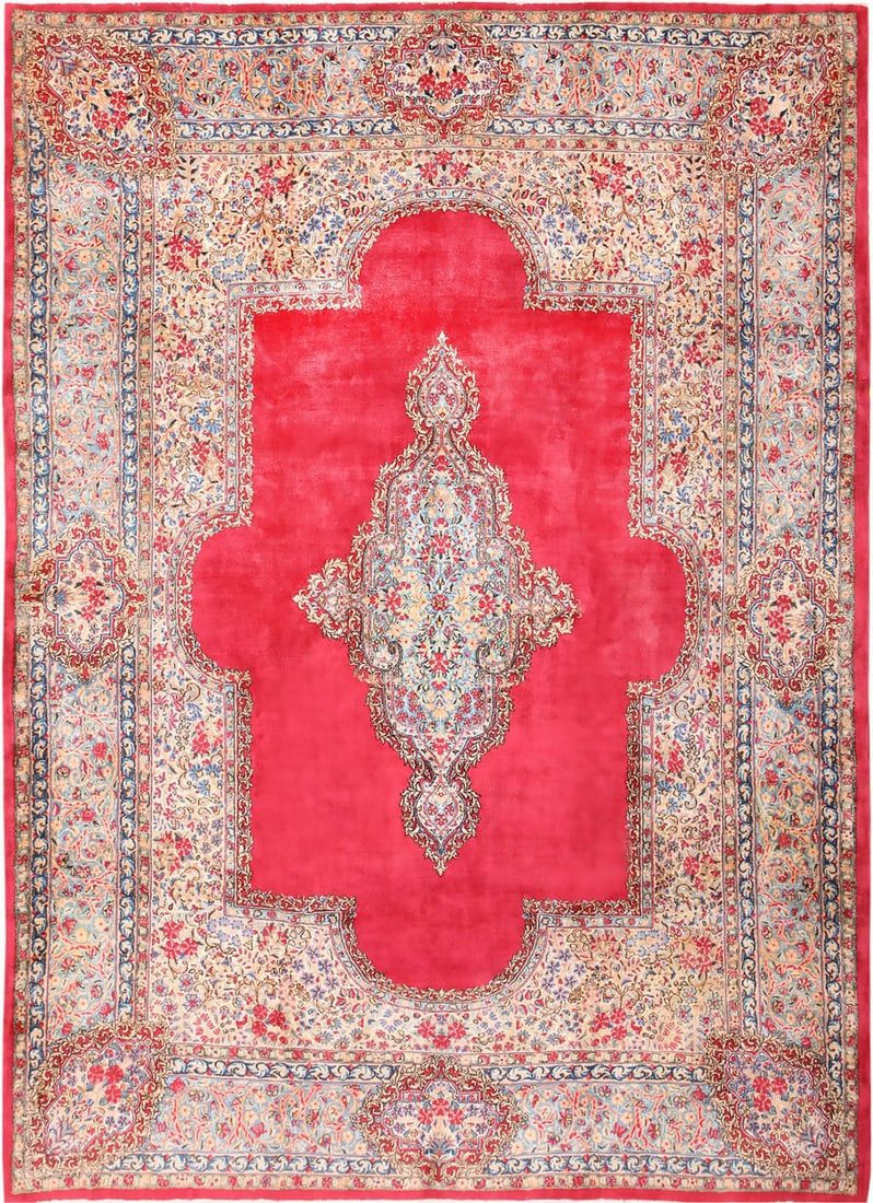No Reserve - Antique Persian Kerman Rug 12 ft 2 in x 8 ft 10 in (3.71 m x 2.69 m) (1 of 8)