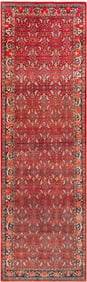 No Reserve - Tribal Mahi Herati Pattern Antique Persian Bidjar Gallery Size Rug 15 ft 6 in x 4 ft 6 