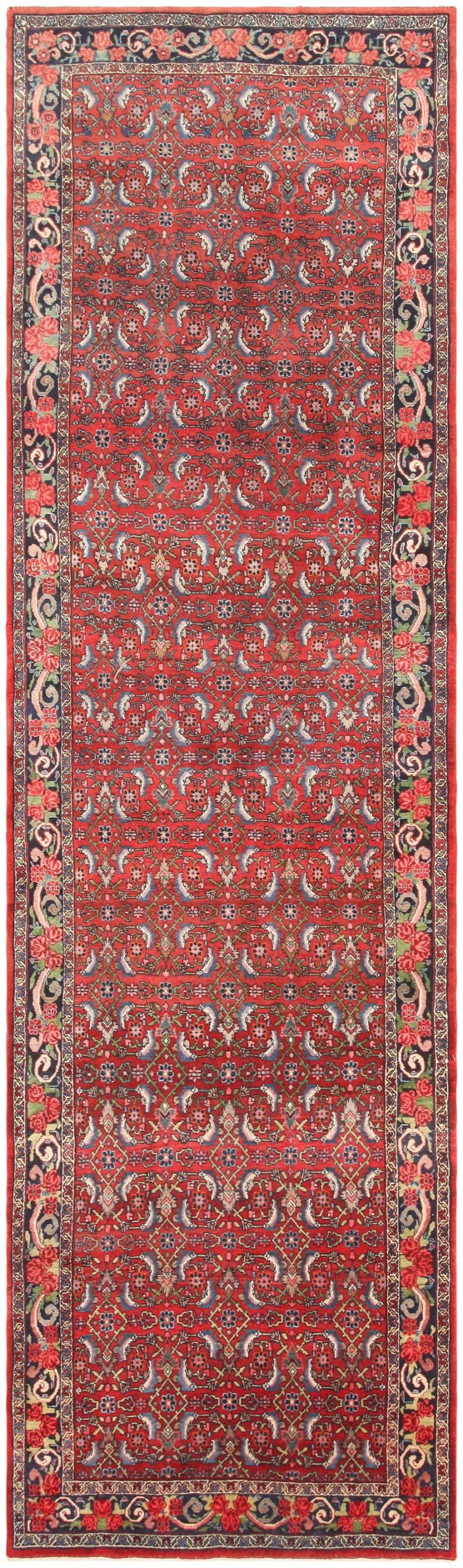 No Reserve - Tribal Mahi Herati Pattern Antique Persian Bidjar Gallery Size Rug 15 ft 6 in x 4 ft 6  (1 of 10)