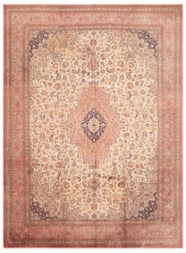 Silk Vintage Persian Qum Rug 12 ft 8 in x 9 ft 6 in (3.86 m x 2.89 m)