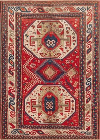 No Reserve - Antique 19th Century Caucasian Kazak Rug 7 ft 5 in x 5 ft 5 in (2.26 m x 1.65 m)