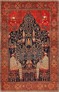 No Reserve - Antique Persian Sarouk Farahan Rug 6 ft 5 in x 4 ft 2 in (1.95 m x 1.27 m)