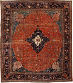 No Reserve - Antique Persian Sarouk Farahan Rug 11 ft 7 in x 10 ft 3 in (3.53 m x 3.12 m)