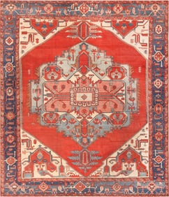 Antique Persian Serapi Rug 10 ft 10 in x 9 ft 10 in (3.3 m x 3 m)