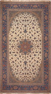 Large Vintage Persian Isfahan Silk Foundation Rug 18 ft 8 in x 10 ft 7 in (5.68 m x 3.22 m): Property of New Jersey estate Large Vintage Persian Isfahan Silk Foundation Rug Size: 18 ft 8 in x 10 ft 7 in (5.68 m x 3.22 m) Collection of Antique Rugs, Vintage Rugs & Modern Carpets.